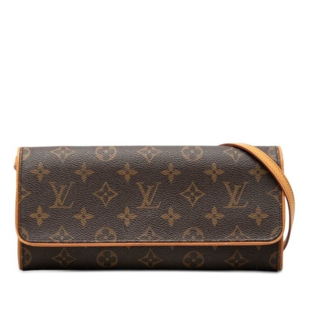 Louis Vuitton Monogram Pochette Twin GM Shoulder Bag Brown
